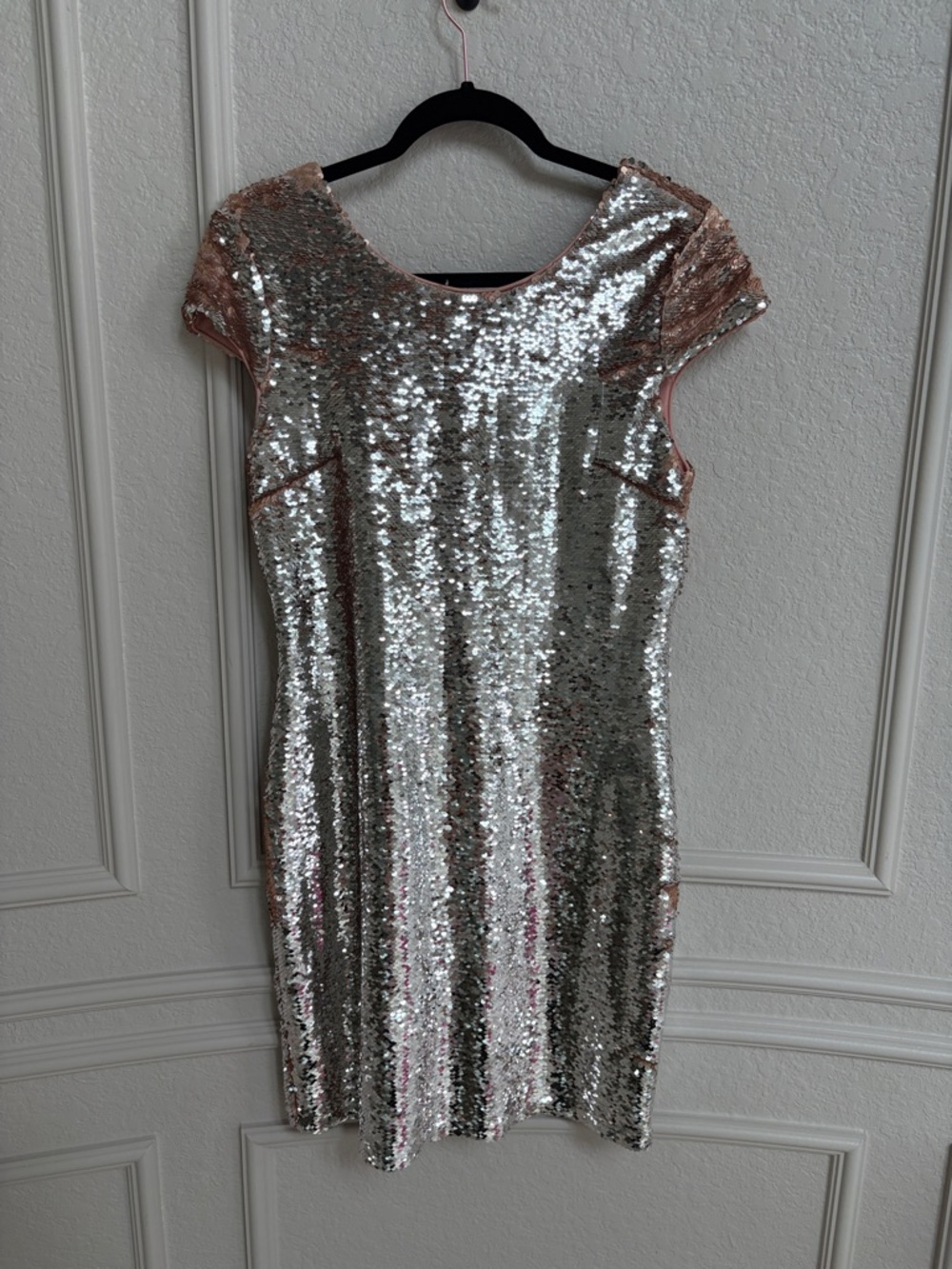 Silver Sequin Cap-Sleeve Party Dress